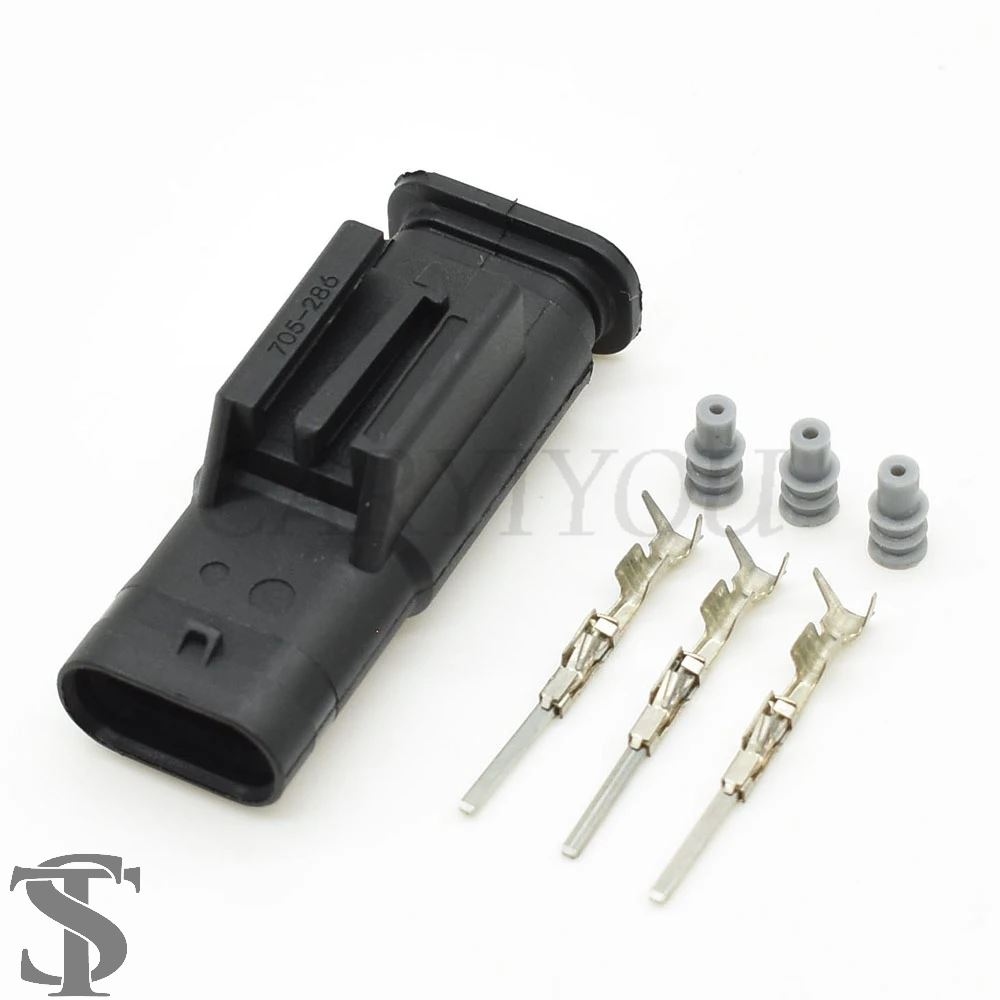 並行輸入品 1セット 3ピン AMP 電子自動車防水コネクタ 1718653-1 VW アウディ 4F0973703A /4F0973703用 ...