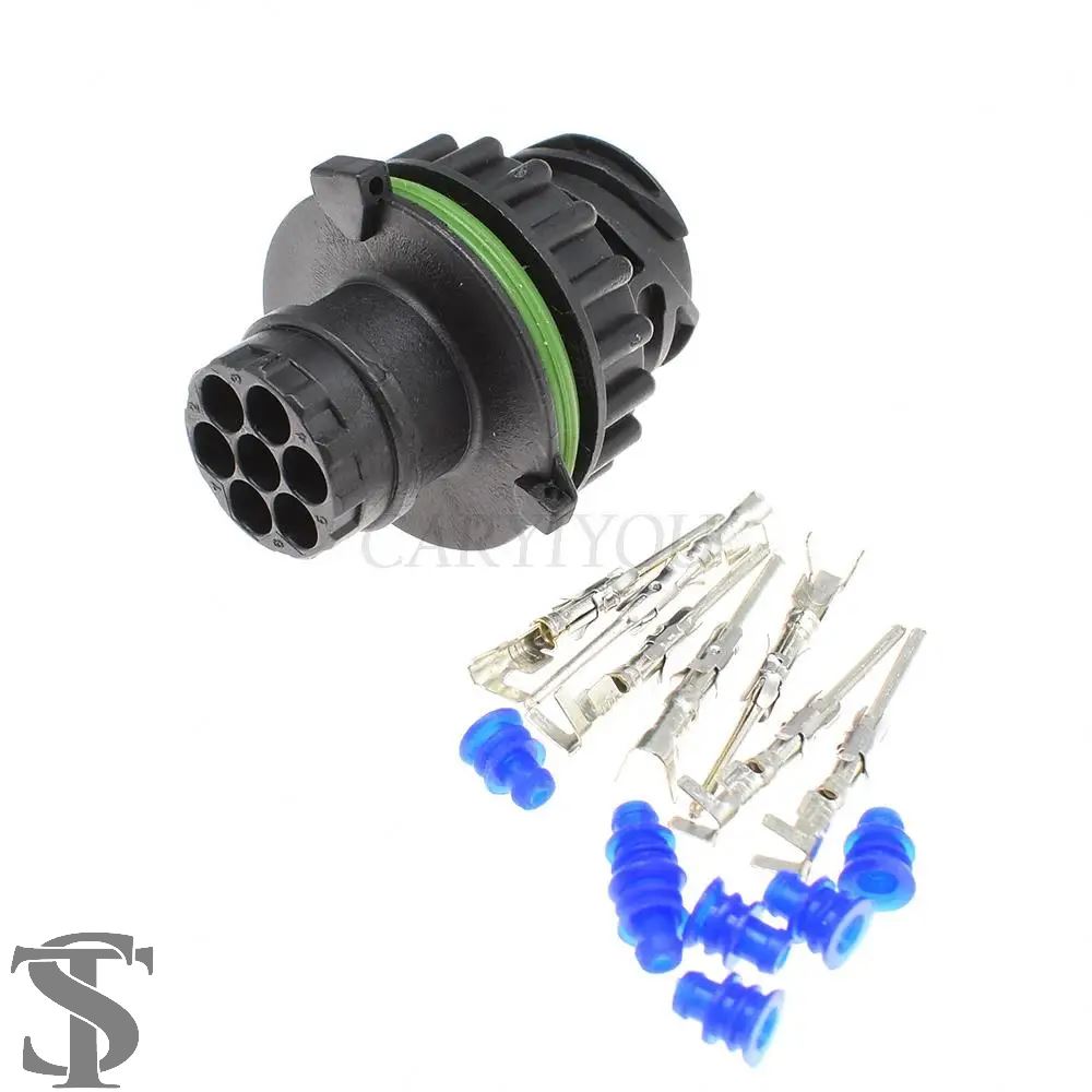 並行輸入品 1セット 7ピン TYCO AMP 1.5 MM BU-STE KPL 円形 DIN ハウジング オス メス コネクタ ...