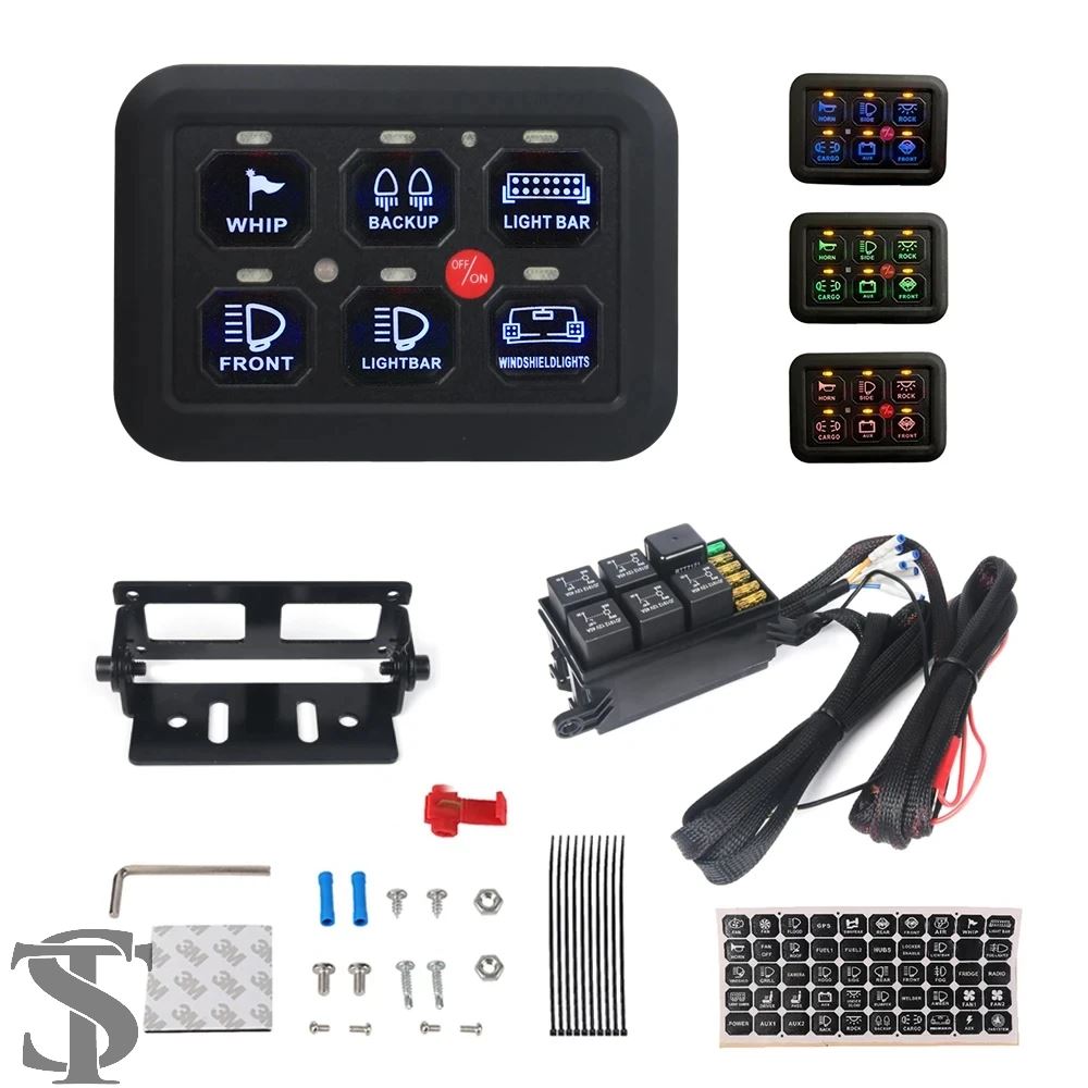並行輸入品 12V LED 6ギャングスイッチパネル 600W-1200W 回路制御