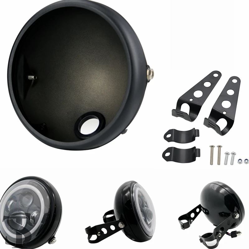 バイク用 LED ヘッドライトハウジング 7インチ レトロ 改良型ヘッドライトベース LED ヘッドライトシェルベースシェル 灯台ヘッドランプカバー | ブランド登録なし | 01