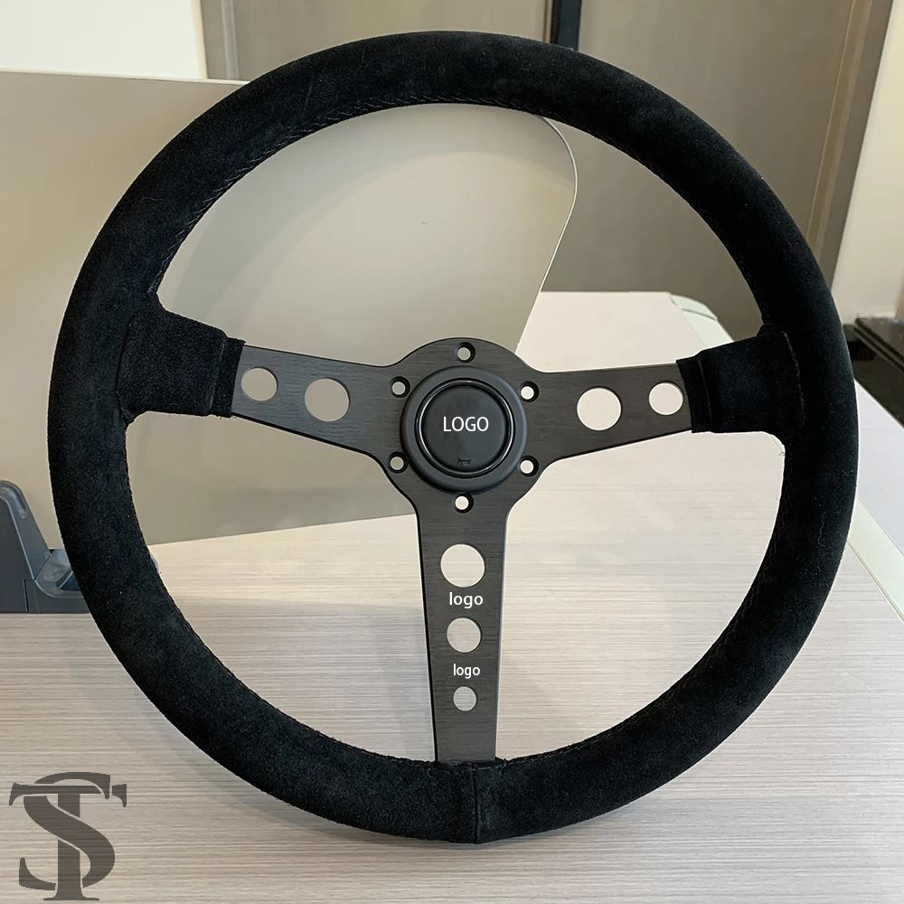 革巻外径32.5Cmステアリングホイール MADE IN ITALY 並行輸入品 イタリアプロトタイプ ブラックエディション ステアリング