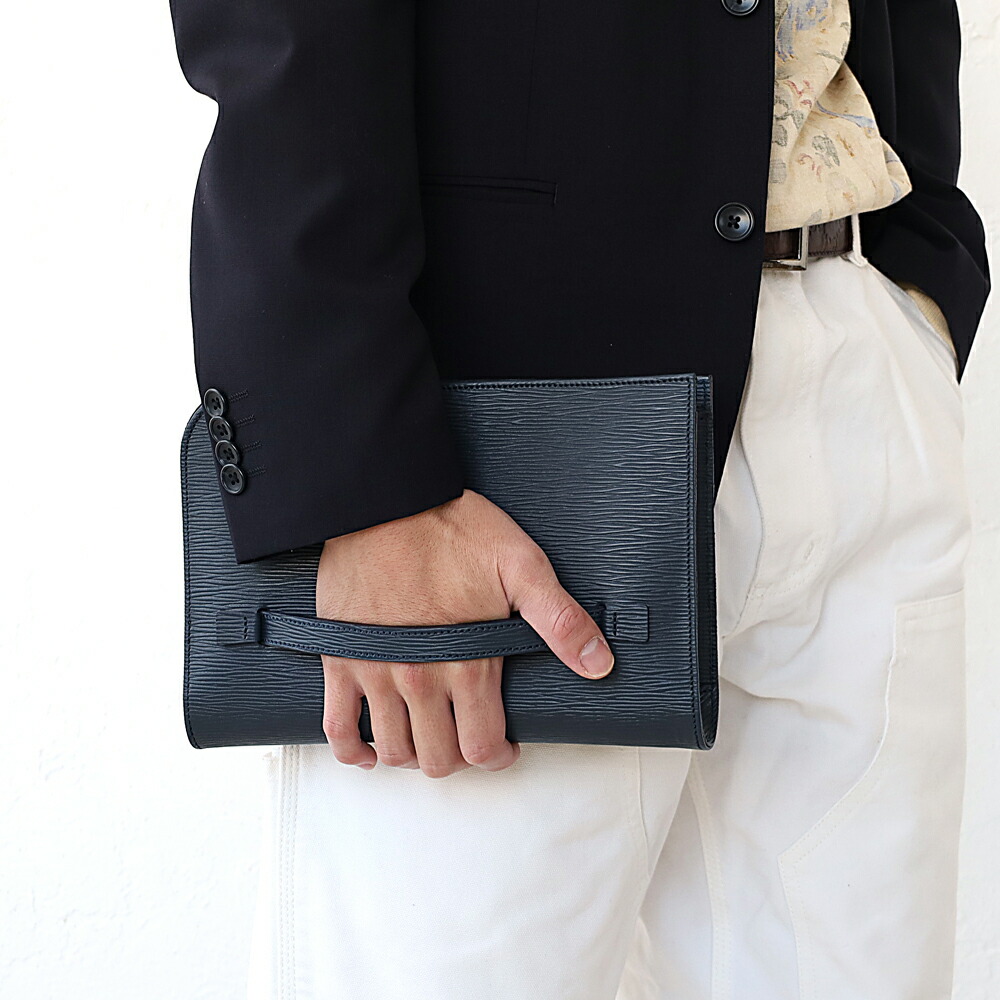 aniary アニアリ ウェーブ レザー クラッチ バッグ 16-08000