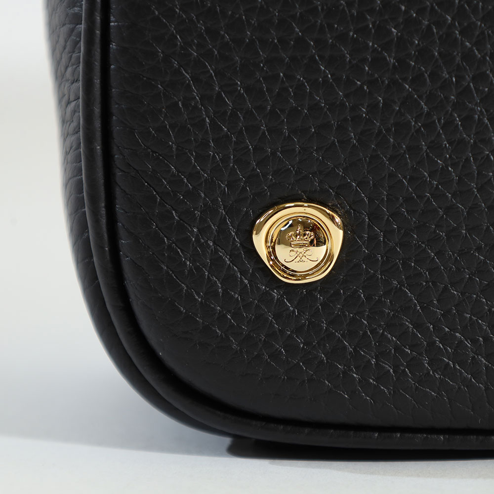 【極美品】A.D.M.J/オールレザーハンドバッグ/ミニボストン/ブラック A.D.M.J（エーディーエムジェイ） A.D.M.J admj 牛革 Dカン付き