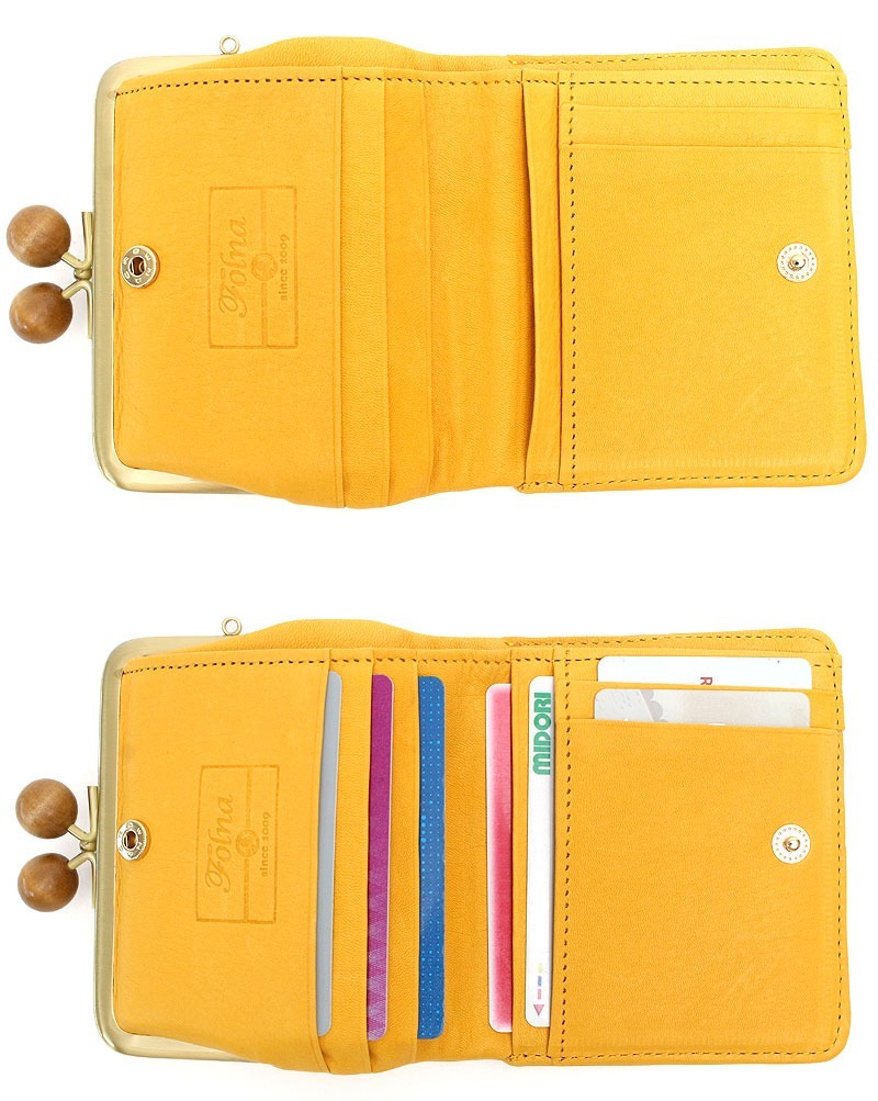 Folna フォルナ 財布 ウッドボール ドット型押し二つ折り財布 折