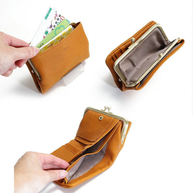 フォルナオリーブヌメ がま口 二つ折り財布 2993869 ディティール画像03