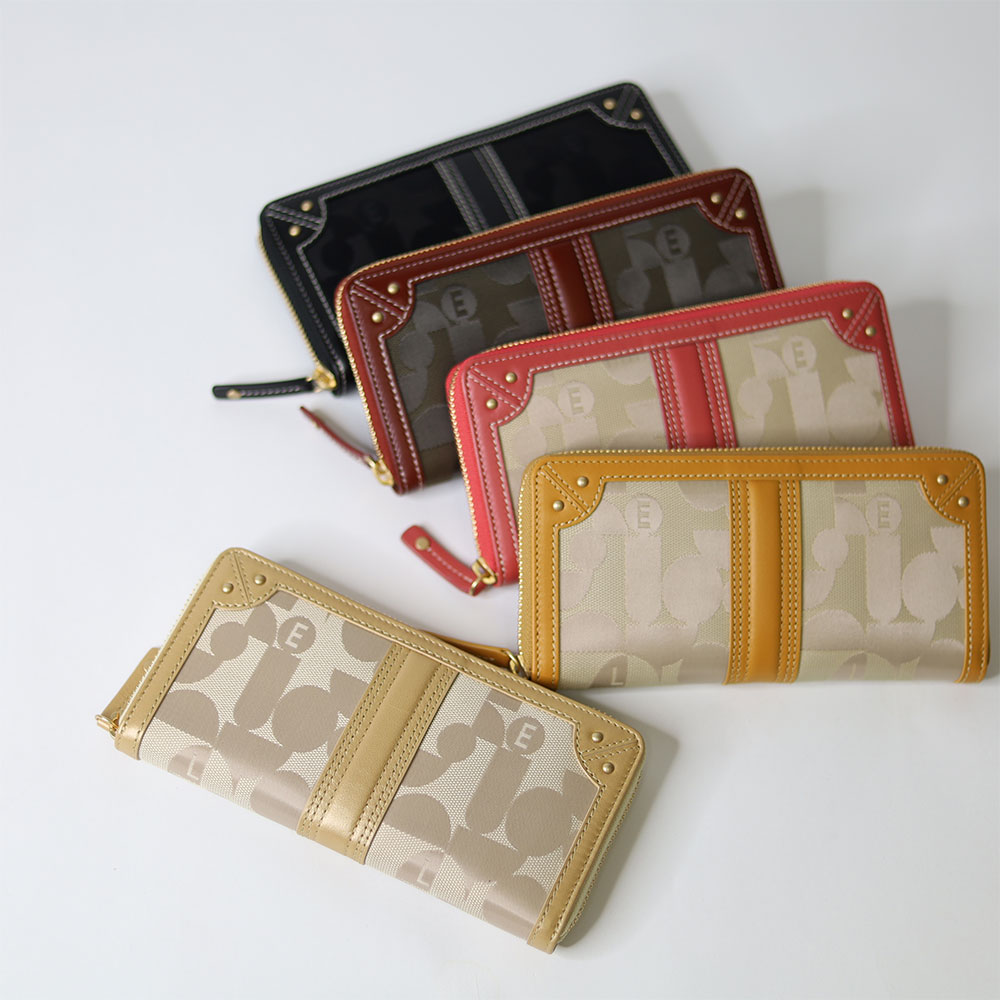 美品 完売品★ELLIE エリー シルキージップフーディ M ロング丈 キャメル ELLE（エル） シェリール3 長財布 5430218 akz015 レディース オール