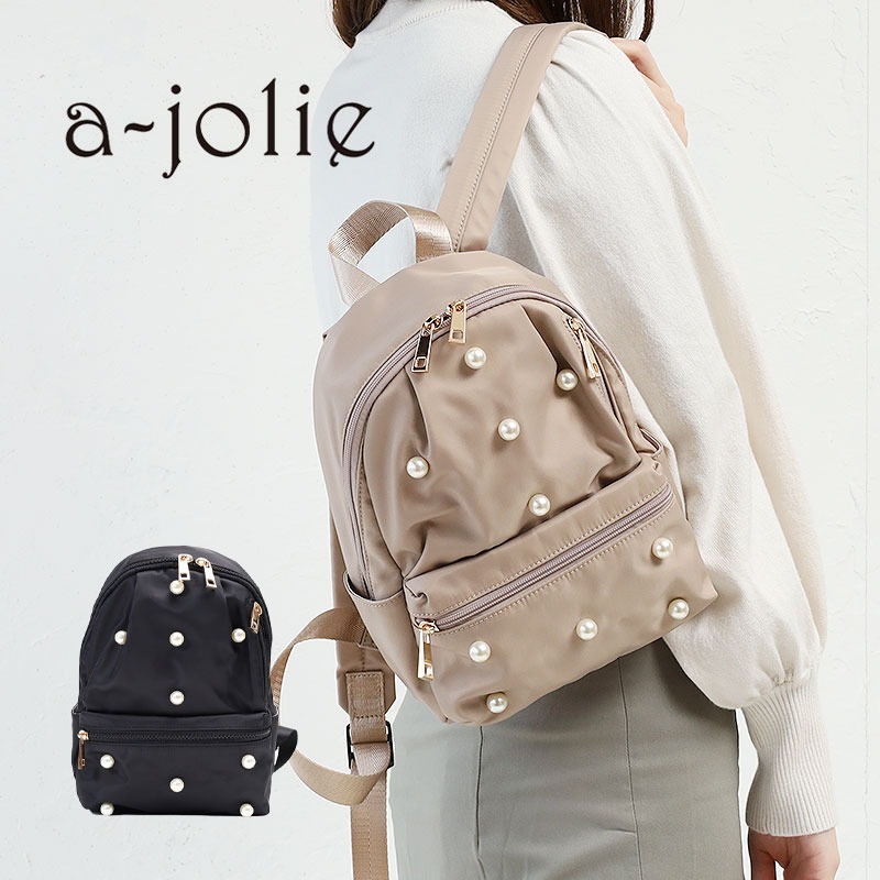 a-jolie アジョリー リュック パール フリル ピンク ピンクベージュ-