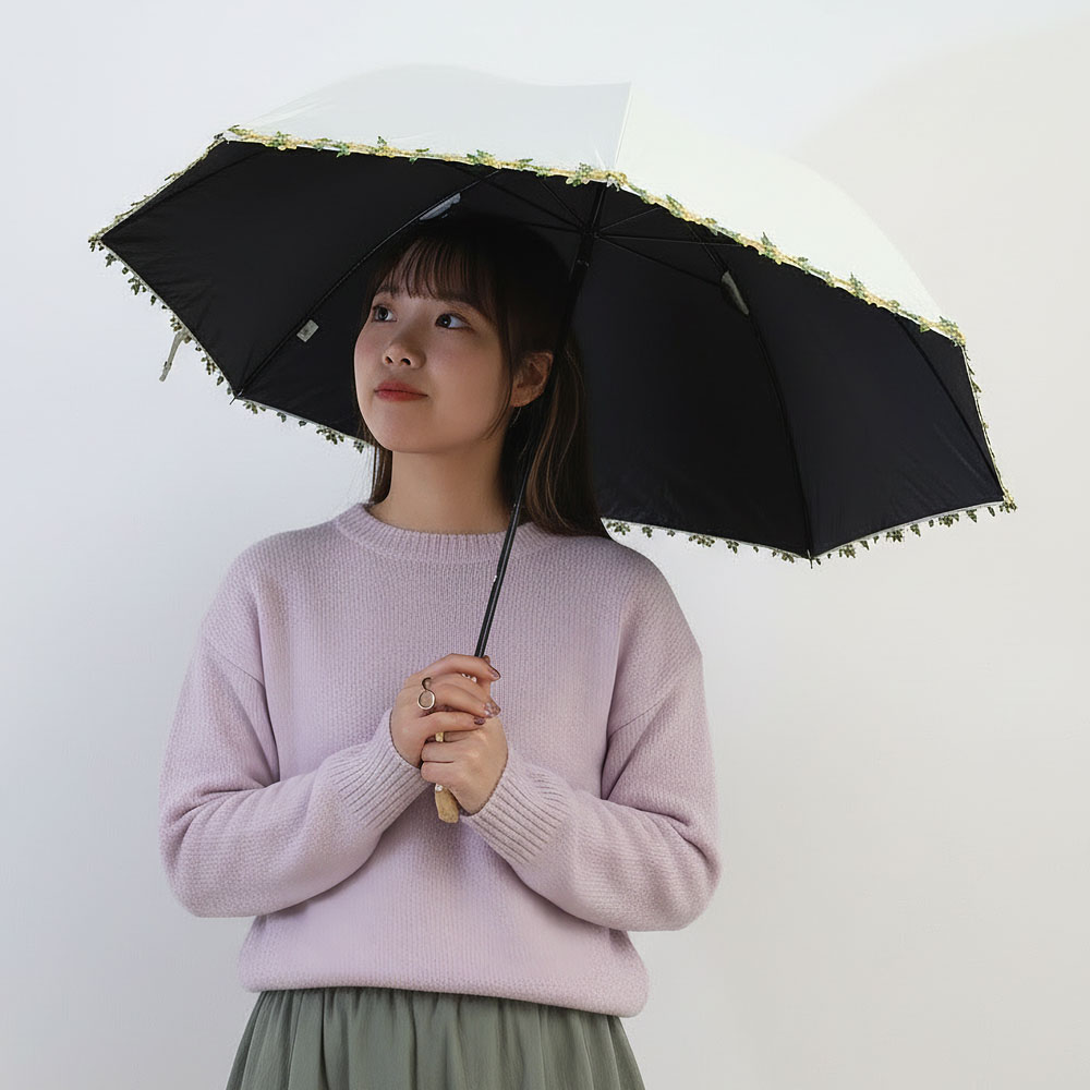 because（ビコーズ） PUフラワーレース レイングッズ 晴雨兼用 UV