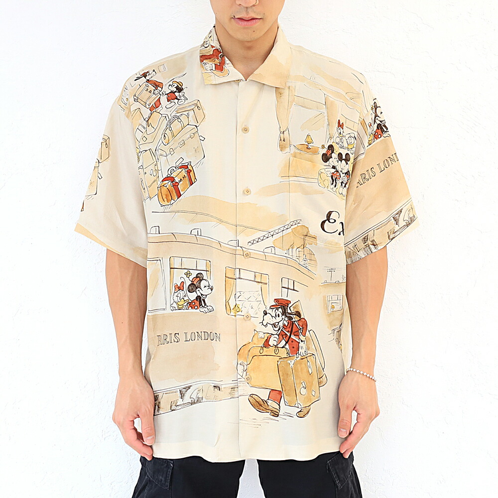 PORTER CLASSIC DISNEY M&F PC ORIGINAL ART ALOHACOLLECTION PARIS-LONDON ポーター クラシック アロハ コレクション アロハシャツ ディズニー dp-024-2709の画像