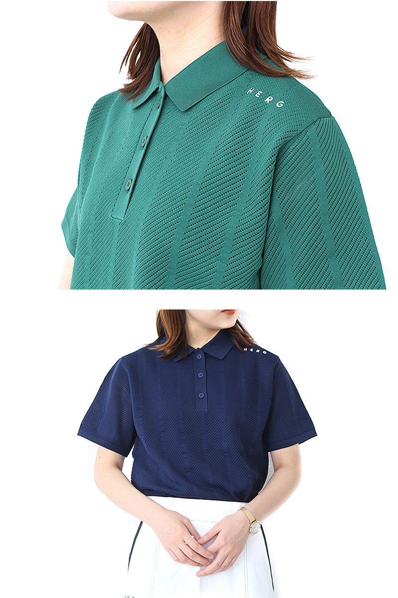 HERG1 エルグワン STRIPE MESH KNIT POLO ゴルフウェア HERG1 ゴルフ エルグワン STRIPE MESH KNIT POLO ストライプ