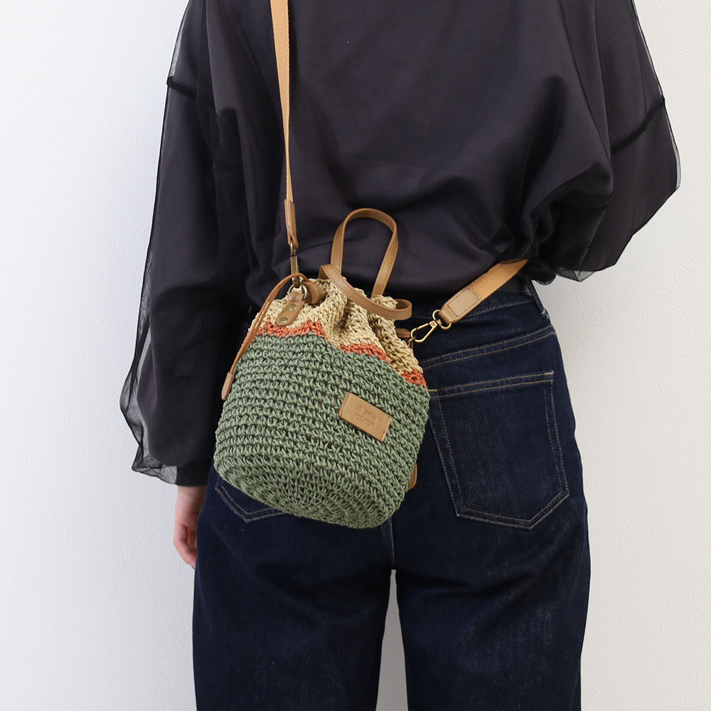 Folna フォルナ ショルダーバッグ 2WAY巾着ショルダーバッグ カゴ 