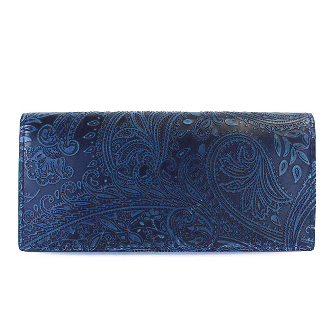 BAGGY PORT KOI 藍染レザー 長財布 ペイズリー柄 本革 BAGGY PORT（バギーポート） 藍染め ペイズリー 長財布 zys190 BAGGY