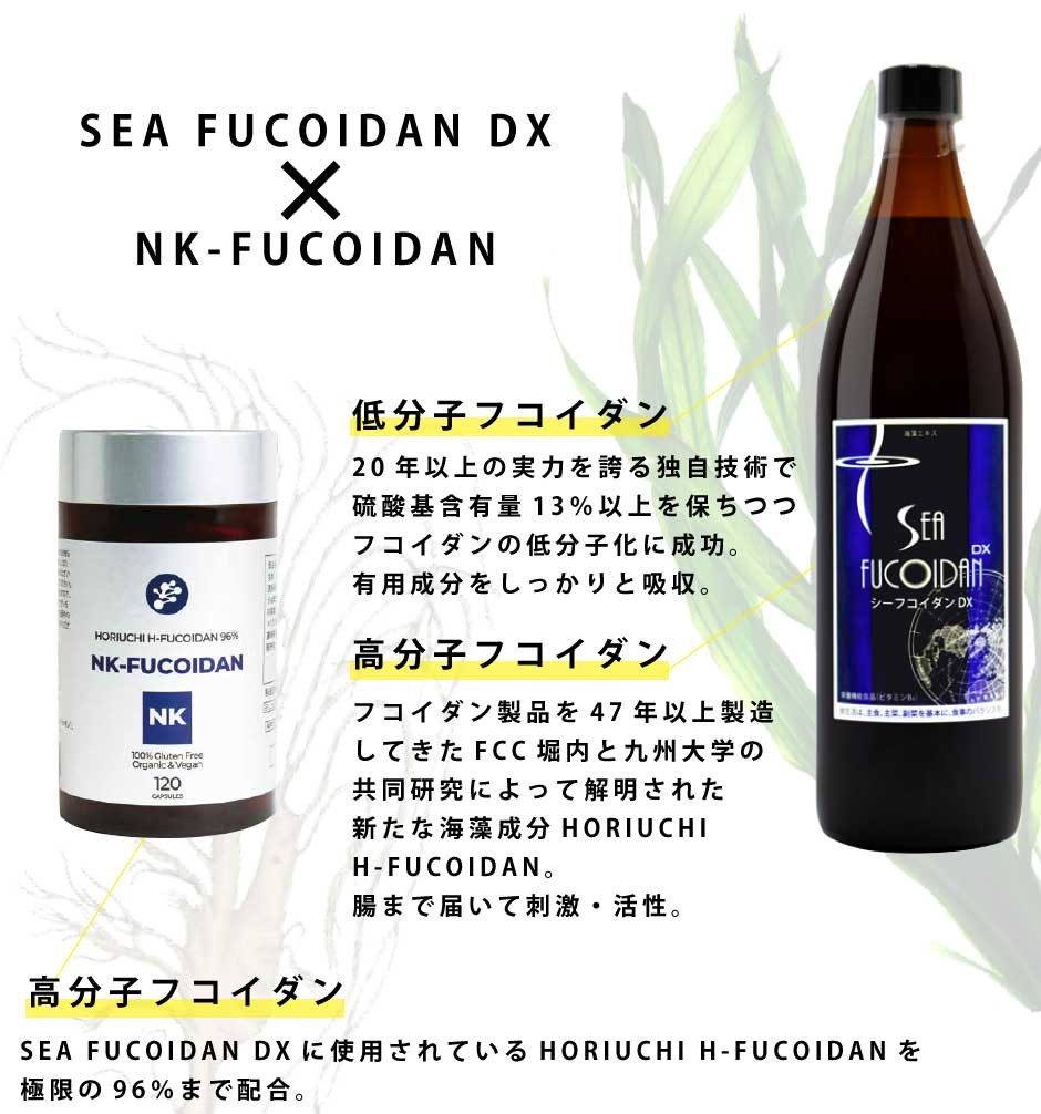 セット★SEA FUCOIDAN  DX(900ml/2本)＆NK-FUCOIDAN(120粒/1個)｜ホリウチフコイダン｜トンガ産モズク/チリ産ダービリアコンブ/低分子フコイダン高分子フコイダン