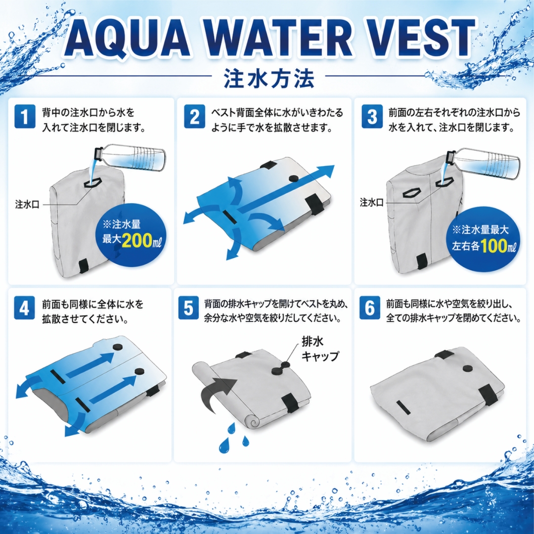  【2026新型】ビッグボーン アクアウォーターベスト 水冷却 両面タイプ 気化熱冷却 水冷式 冷却ベスト 熱中症対策  ファン付き作業服 バッテリー不要 AT601