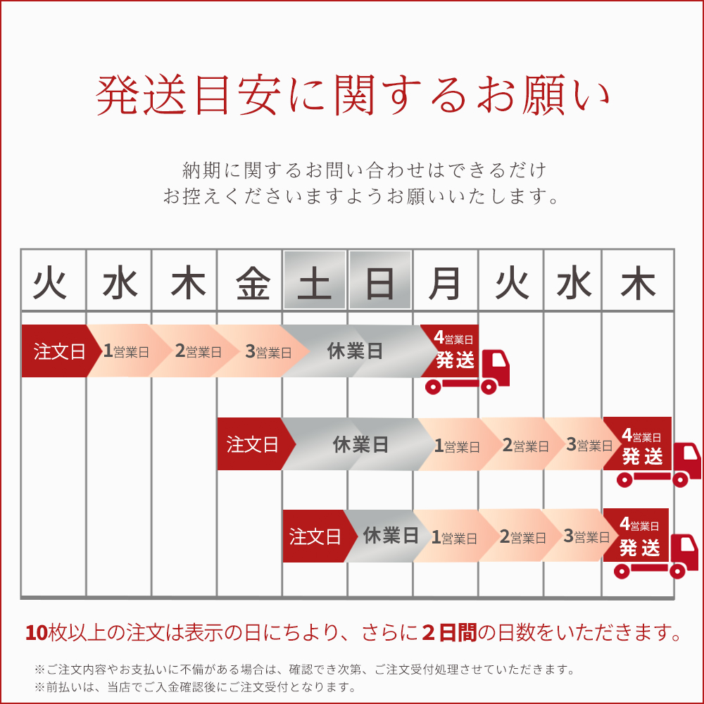  名入れタオル　名前入りタオル　部活タオル　などの発送目安