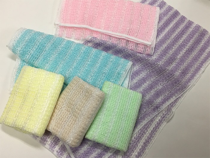 ボディタオル 2枚組 泡立ちマシュマロ トウモロコシ繊維 100% knit