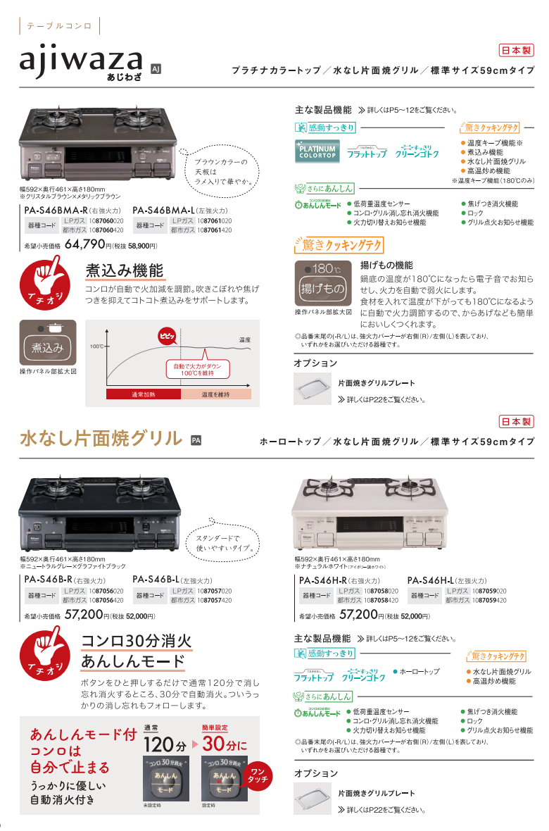 パロマ（Paloma） PA-S46B ニュートラルグレー ガステーブル コンロ 水