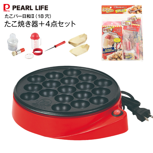 たこ焼き作り たこ焼きキット 電気式たこ焼き器18穴 D-6544＋小物4点