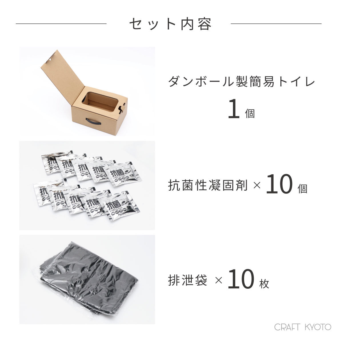 緊急用トイレキット (10個入) ダンボール製 簡易トイレ付き 日本製 簡易トイレ 非常用 非常用トイレ トイレ 防災 防災グッズ 携帯用 携帯  携帯用トイレ