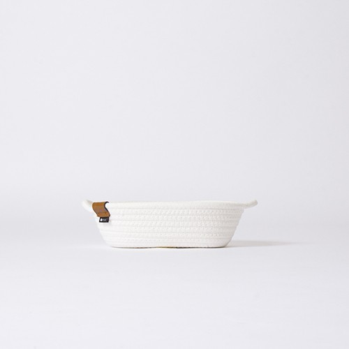 ロープバスケット  Sサイズ 小物収納 メガネ置き 玄関 アイボリー おしゃれ ナチュラル インテリア雑貨 コットンロープ 本革 モック ロープストレージ |  | 01