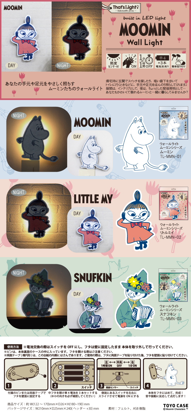 MOOMIN（ムーミン） グッズ リトルミイ LED ウォールライト フット