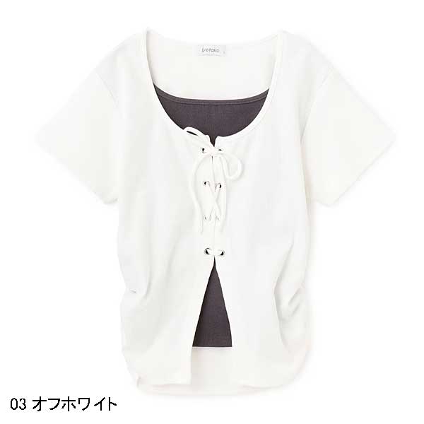 LOVETOXIC ラブトキシック lovetoxic レースアップテレコ半袖T 140