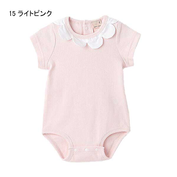 petit main プティマイン petit main スカラップ衿半袖ロンパース