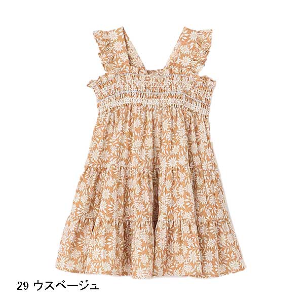 petit main プティマイン petit main 総柄シャーリングワンピース 100
