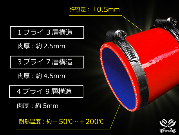 特殊規格 全長85mm ホースバンド付 ハイテク シリコンホース