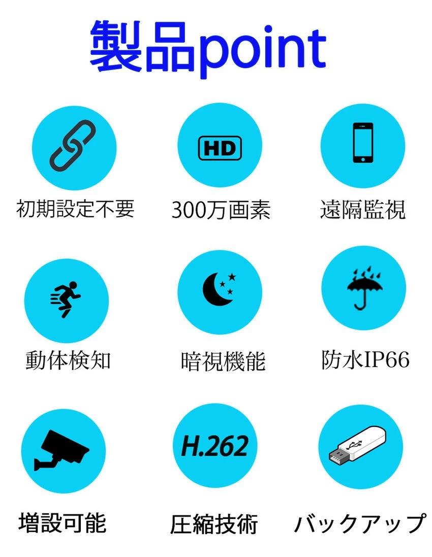 防犯カメラ 屋外 家庭用 300万画素 ワイヤレス wifi 4台 監視カメラ レコーダー セット 返金保証