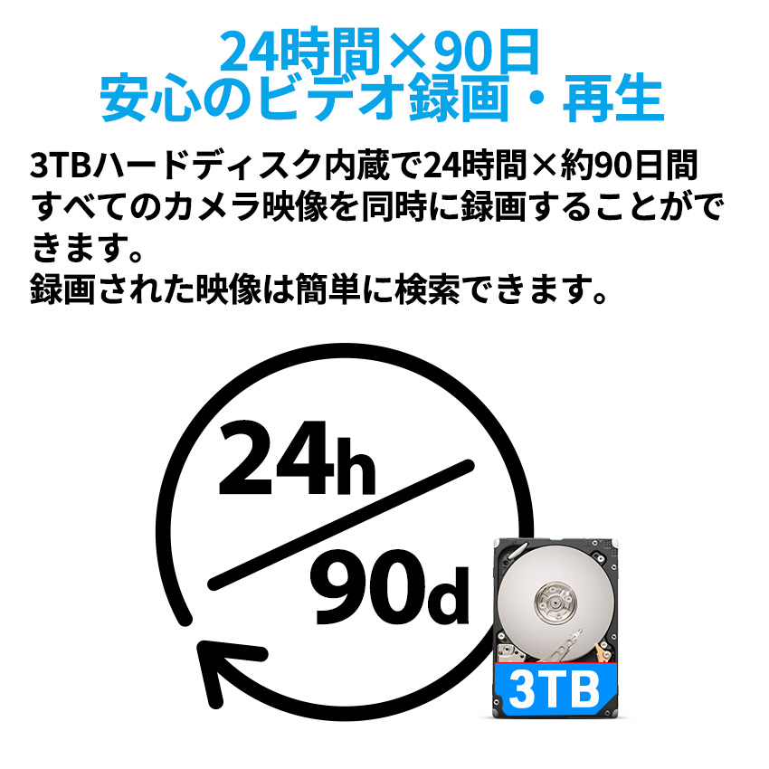 防犯カメラ 屋外 家庭用 有線 POE 500万画素 4台 モニター付きレコーダー セット 返金保証｜toyoryohin｜17