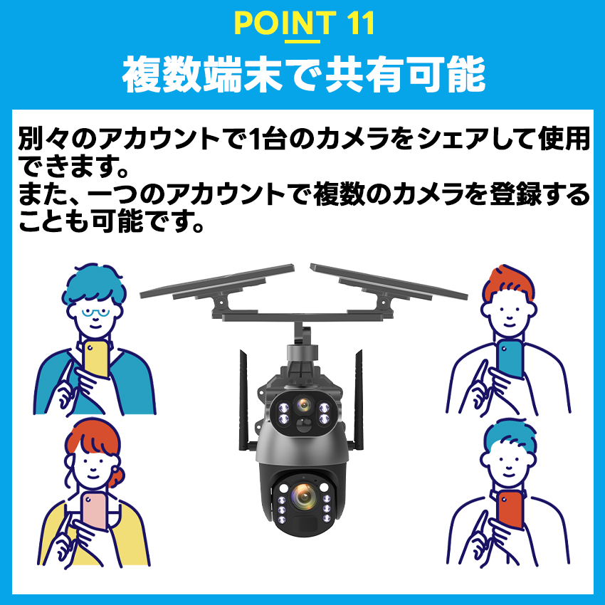 防犯カメラ 屋外 家庭用 ソーラー 300万画素 10倍ズーム 光学ズーム