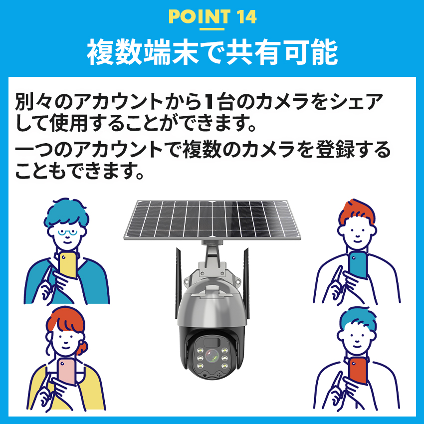 防犯カメラ 屋外 家庭用 ソーラー ワイヤレス 300万画素 wifi パンチルト 監視カメラ 小型カメラ スマホ連動 返金保証｜toyoryohin｜20