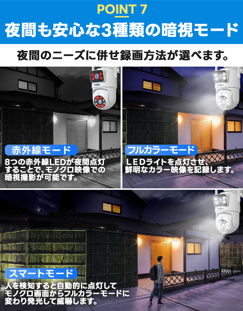 Hiseeu 防犯カメラ 屋外 家庭用 300万画素 ワイヤレス ダブル