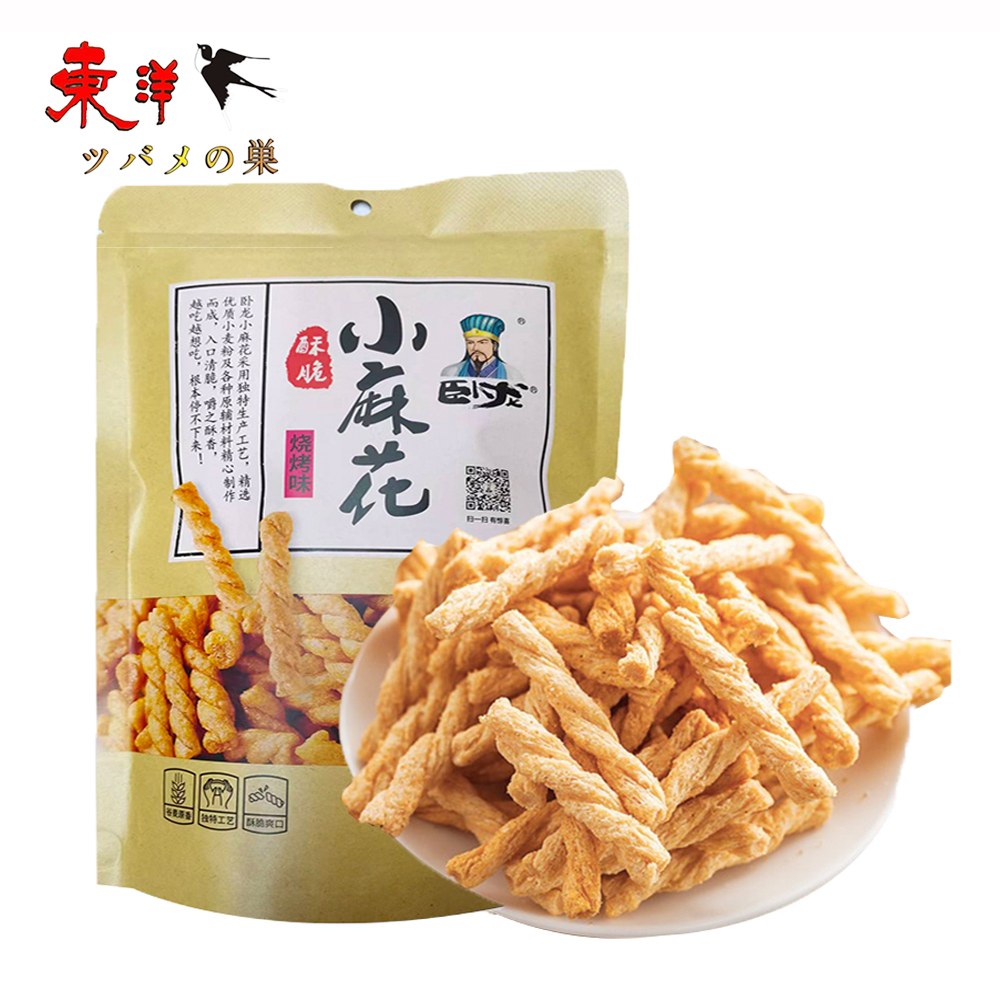 臥龍小麻花(焼考味)208g【1点】麻花(マーホア) 小麦粉の生地を油で揚げた菓子 サクサクとした食感 茶菓子 208gx1点