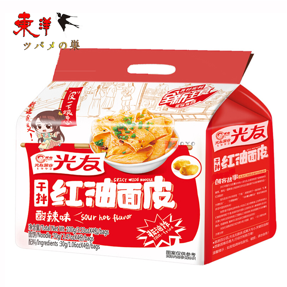 Yahoo! Yahoo!ショッピング(ヤフー ショッピング)光友紅油面皮酸辣味4食入【3点】四川舗蓋面 寛面皮 ピリ辛 乾拌麺片 干拌面 中華インスタントラーメン 方便面 速食方便面 備蓄食 即席麺 4食入x3点