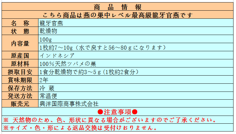 競売 東洋ツバメの巣 100g つばめの巣 天然燕の巣 ソフトドリンク