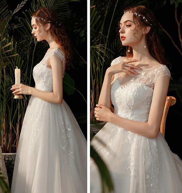 ウェディングドレス Aライン 安い ウエディングドレス 二次会 花嫁 パーティードレス 披露宴 ブライダル 結婚式 ロングドレス 白 大きいサイズ  シンプルドレス