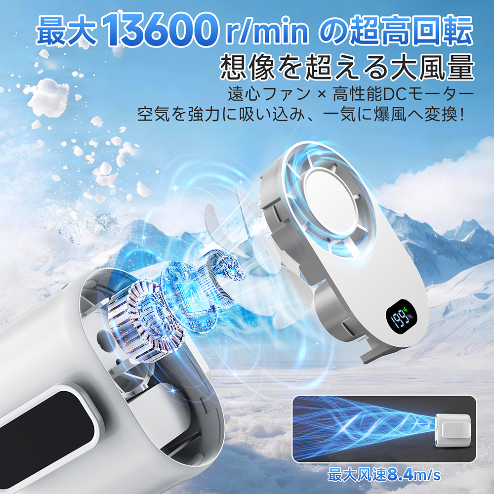 1台7way 扇風機 腰掛け 傘用 腰掛けファン ベルトファン 5200mAh 瞬間冷却 小型 携帯 首かけ 199段階風量 充電式 静音 強風 ワーク 屋外 アウトドア 暑さ対策 関連画像3