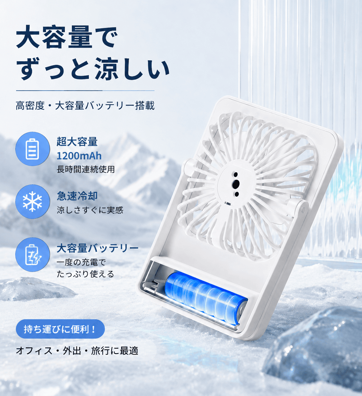 2026 扇風機 卓上 充電式 小型 壁掛け ハンディファン 薄型 上下180°角度調整 風量3段階 ポータブル 省スペース おしゃれ 省エネ 低騒音 簡単操作 季節家電 関連画像5