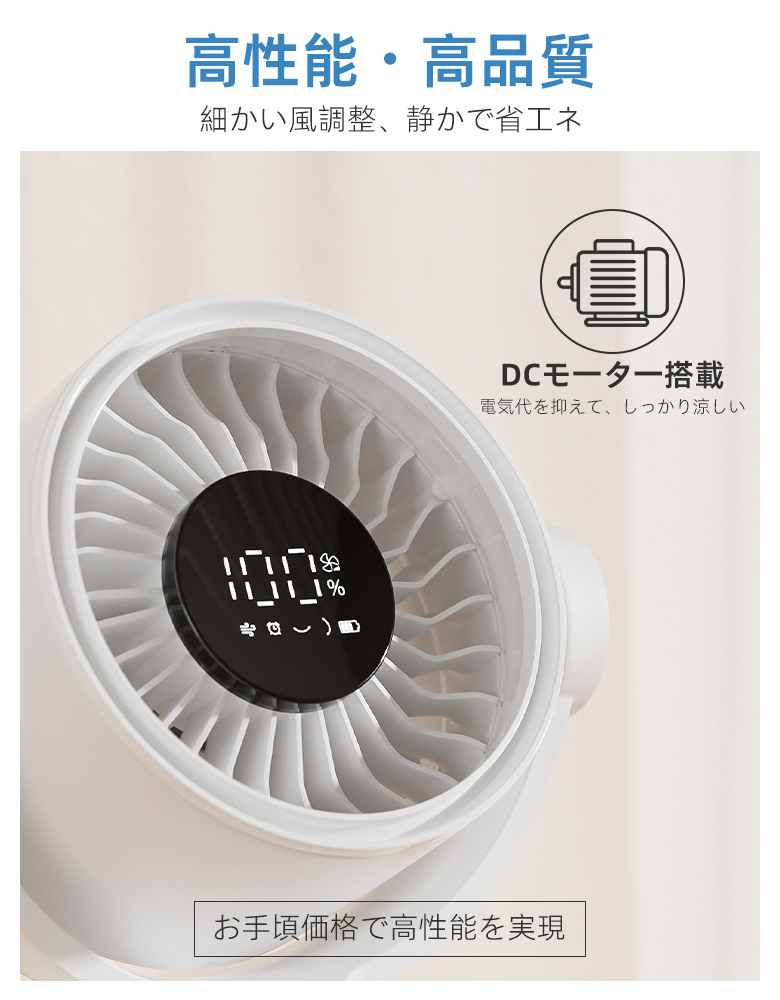 2026最新作 サーキュレーター dcモーター 扇風機 卓上扇風機 6段階 360°自動首振り 静音 18畳対応 洗える タイマー 節電 省エネ リビング 衣類乾燥 熱中症対策 関連画像3