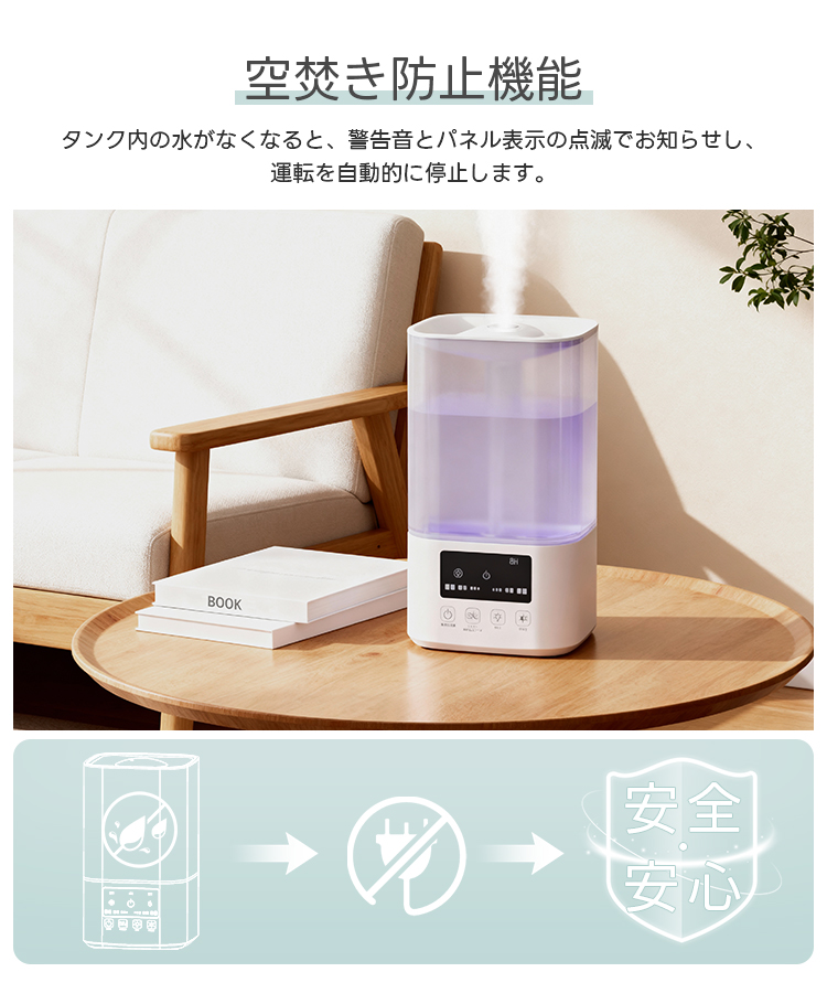 クーポンで3,978円！／2026最新型 加湿器 超音波 卓上 大容量3L 3段階