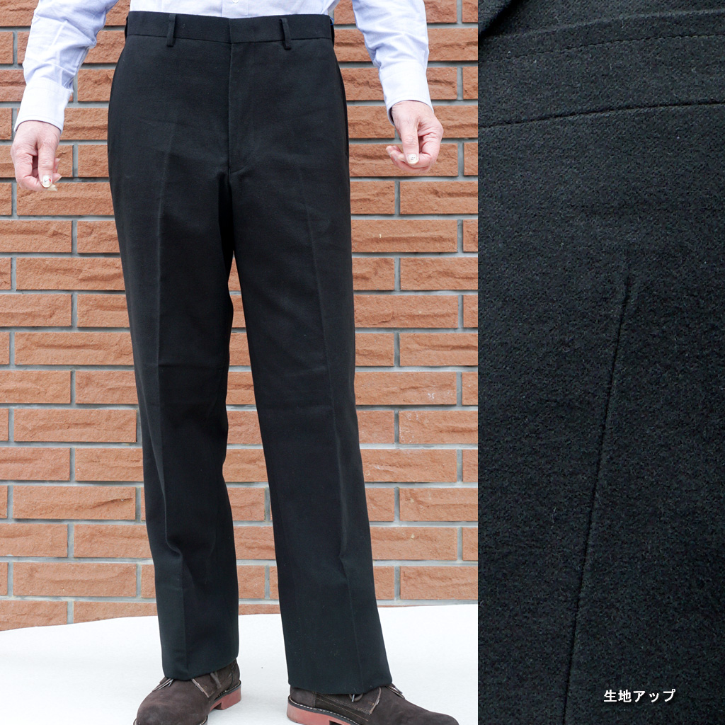 秋冬 コットンパンツ モールスキン ブラック ノータック OXFORD