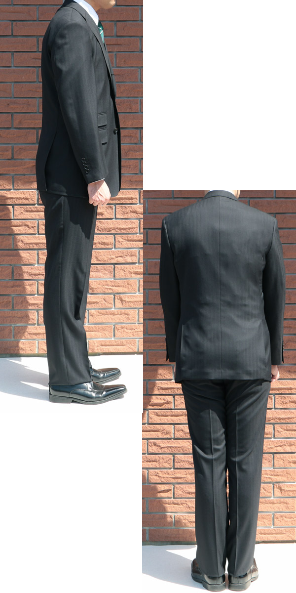 春夏秋 スリーピース 黒 シャドーヘリンボーン OXFORD CLASSIC 6009