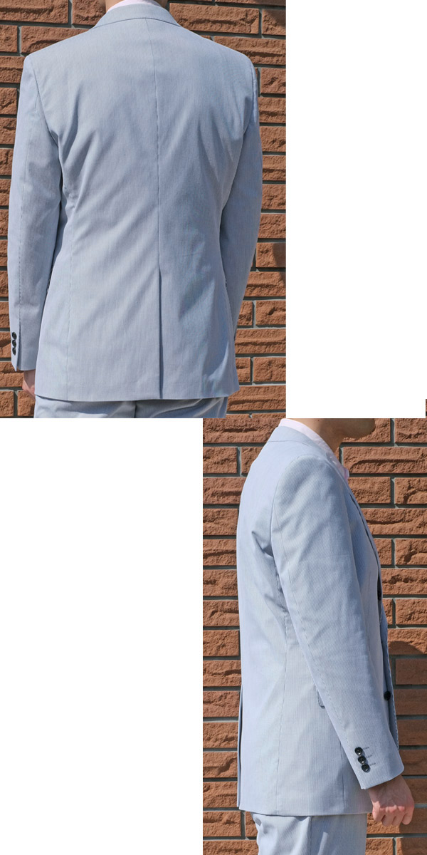 春夏ジャケット メンズテーラード、ブレザー コードレーン サックス