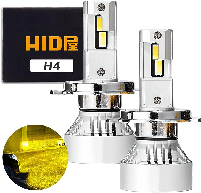 HID屋 H4 LED ヘッドライト イエロー 3000K 10400lm 爆光 Mシリーズ 