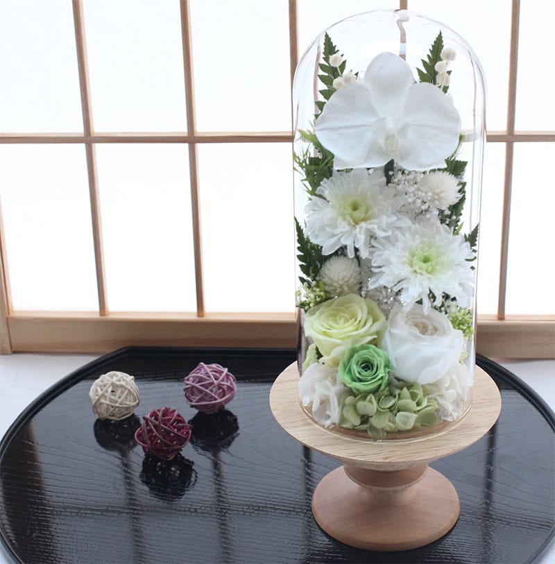 【送料無料】仏花 プリザーブドフラワー ドームアレンジ お供え お花 お悔やみ お盆 新盆 |  | 03