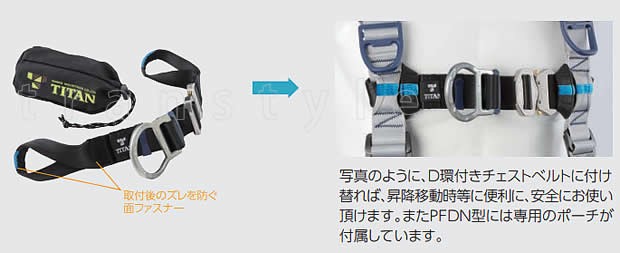 フルハーネス用フロントD環付きチェストベルト PFDN