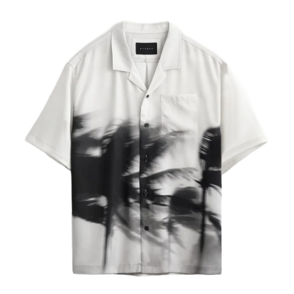 STAMPD スタンプド シャツ Palms in Motion Camp Collar SLA-M3880BD-PMP メンズ 総柄 プリント オープンカラー 開襟シャツ アロハシャツ 父の日の画像