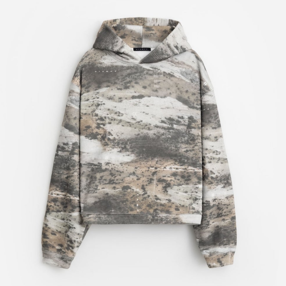 STAMPD スタンプド SANDLAND CAMO CROPPED HOODIE SLA-M3539HD フーディー 吸湿 吸水 セットアップ パーカー カモフラ サンドランド カモ プリント 父の日の画像
